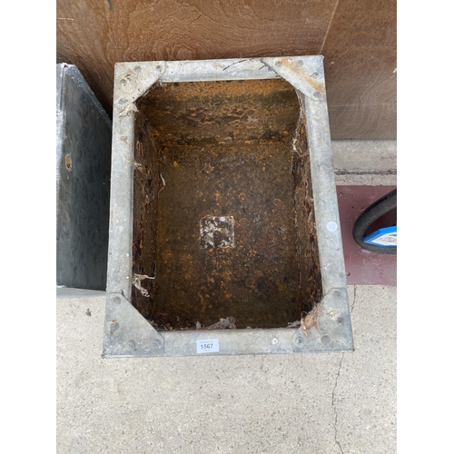 1567 - A VINTAGE GALVANISED TANK PLANTER (59CM x 43CM x44CM)