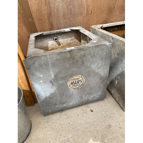 1568 - A VINTAGE GALVANISED TANK PLANTER (46CM x 45CM x 42CM)