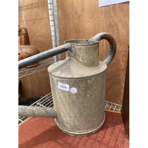 1574 - A VINTAGE GALVANISED 'HAWS- PATEN TALAWORKS STOURBRIDGE' WATERING CAN WITH 58CM SPOUT