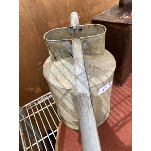 1574 - A VINTAGE GALVANISED 'HAWS- PATEN TALAWORKS STOURBRIDGE' WATERING CAN WITH 58CM SPOUT