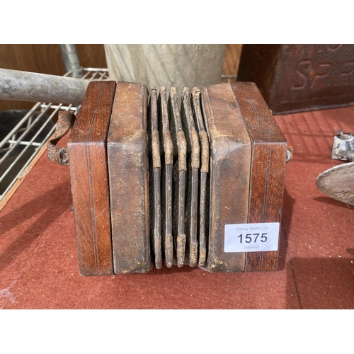 1575 - A VINTAGE WOODEN ACCORDION