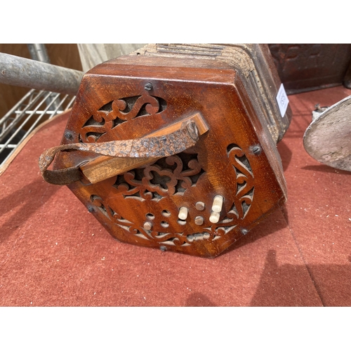 1575 - A VINTAGE WOODEN ACCORDION