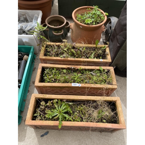 1808 - A GROUP OF TERRACOTTA PLANTERS & LATTICE TROUGHS