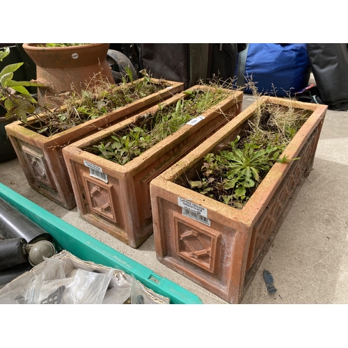 1808 - A GROUP OF TERRACOTTA PLANTERS & LATTICE TROUGHS