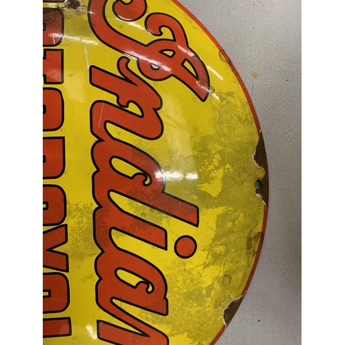 201 - AN ENAMEL 'INDIAN MOTORCYCLES' SIGN, DIAMETER 30CM