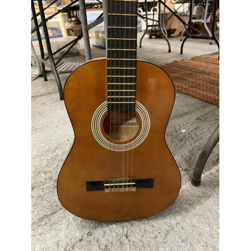 220 - A VINTAGE WOODEN ACOUSTIC GUITAR