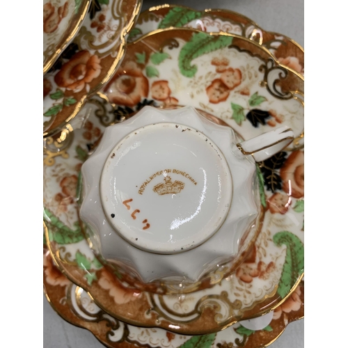 223 - A LARGE QUANTITY OF ROYAL WINDSOR CHINA CUPS, SAUCERS AND SIDE PLATES PLUS A CREAM JUG AND SUGAR BOW... 