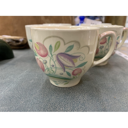 255 - FIVE SUSIE COOPER FLORAL DESIGN CUPS