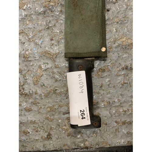 264 - A VINTAGE MILITARY MACHETE AND SCABBARD