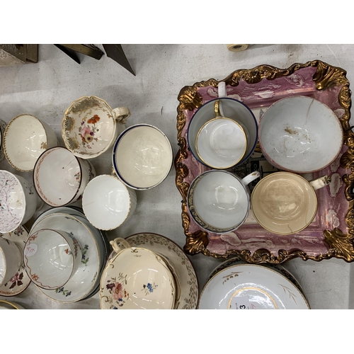 273 - A LARGE COLLECTION OF 19TH CENTURY PORCELAIN, TEA BOWLS, SAUCERS, WEDGWOOD CREAMWARE BOWL ETC