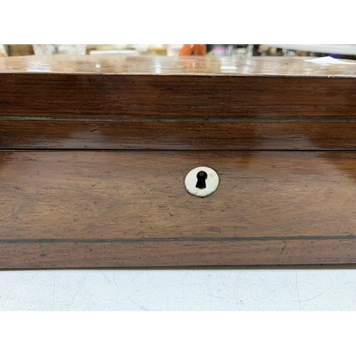 278 - AN ANTIQUE ROSEWOOD JEWELLERY BOX WITH MOTHER OF PEARL INLAY