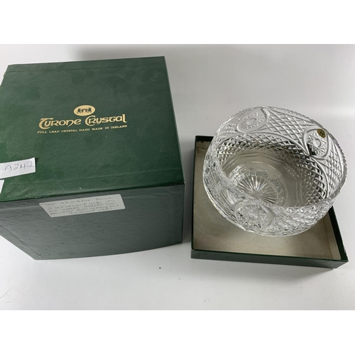 60 - * BOXED TYRONE CRYSTAL 'ARMAGH BOWL' 22CM DIAMETER, HEIGHT 14CM, WITH INSCRIPTION TO SIR JAMES ANDER... 