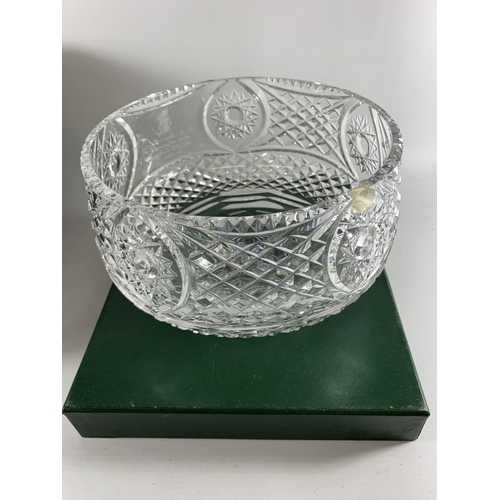 60 - * BOXED TYRONE CRYSTAL 'ARMAGH BOWL' 22CM DIAMETER, HEIGHT 14CM, WITH INSCRIPTION TO SIR JAMES ANDER... 