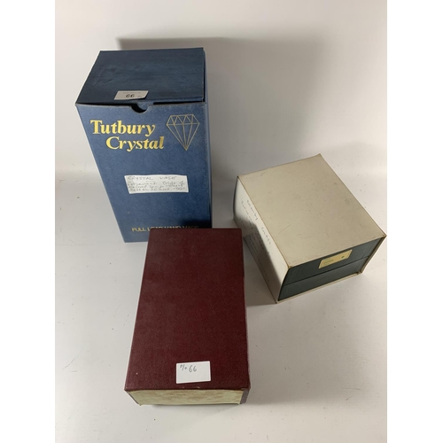 66 - * A COLLECTION OF THREE BOXED PRESENTATION ITEMS, GLASS VASE FROM GMP SENIOR OFFICERS, MESS 1991, BR... 