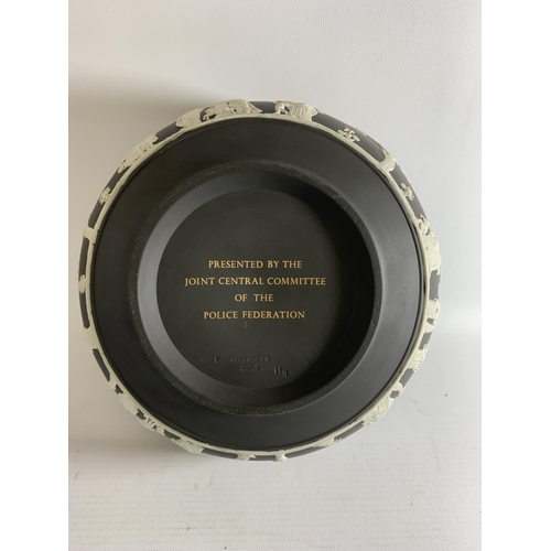 76 - * A BOXED PRESENTATION BLACK JASPERWARE BOWL, THE BOWL PRESENTED BY THE JOINT CENTRAL COMMITTEE OF T... 