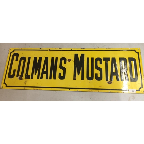 30 - A COLMAN'S MUSTARD ENAMEL SIGN, 92 X 30CM