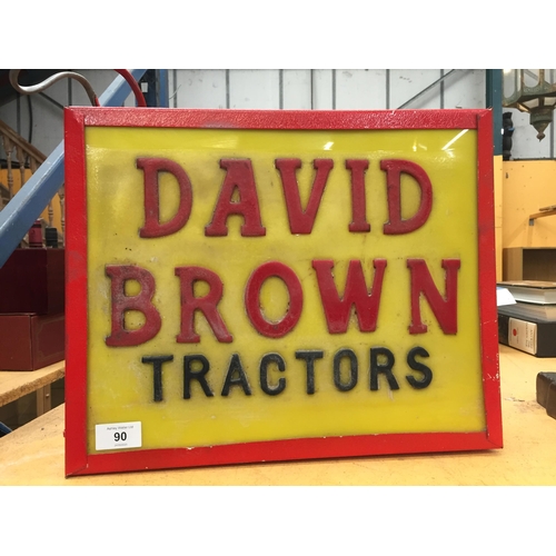 90 - A DAVID BROWN TRACTORS ILLUMINATED BOX SIGN, 38 X 32CM