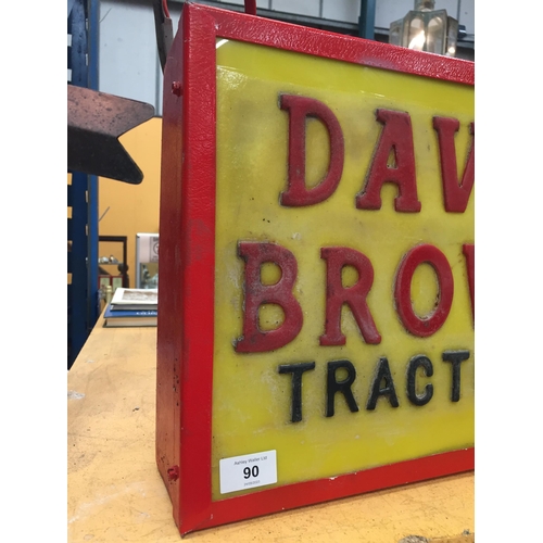 90 - A DAVID BROWN TRACTORS ILLUMINATED BOX SIGN, 38 X 32CM