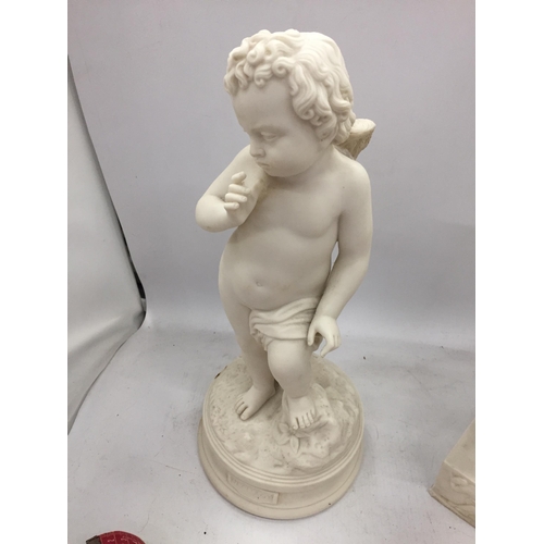 93 - TWO PARIAN WARE FIGURES, ONE OF A MOTHER HOLDING CHILDREN AND THE OTHER TITLED 'JEALOUSY'