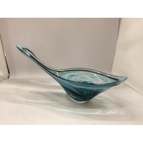 97 - A LARGE ABSTRACT ART GLASS BOWL IN THE MURANO STLYE, INDISTINCTLY SIGNED, DATED 2010