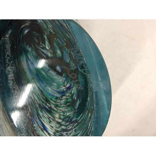 97 - A LARGE ABSTRACT ART GLASS BOWL IN THE MURANO STLYE, INDISTINCTLY SIGNED, DATED 2010