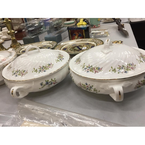 141 - FOUR CHINA TUREENS, TWO PARAGON 'BELINDA' AND TWO HARLEIGH CHINA