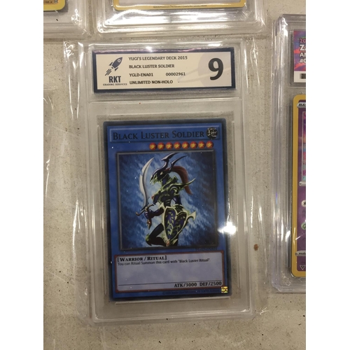 163 - A YU-GI-OH GRADE 9/10 'BLACK LUSTER SOLDIER' TRADING CARD