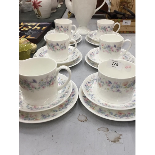 178 - A WEDGWOOD 'ANGELA' COFFEE SET TO INCLUDE CUPS, SAUCERS, SIDE PLATES, A SUGAR BOWL, CREAM JUG PLUS A... 