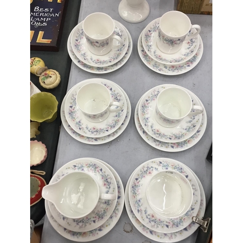 178 - A WEDGWOOD 'ANGELA' COFFEE SET TO INCLUDE CUPS, SAUCERS, SIDE PLATES, A SUGAR BOWL, CREAM JUG PLUS A... 