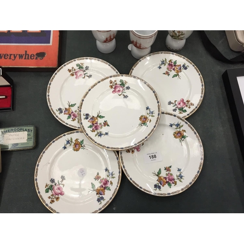 188 - A QUANTITY OF VINTAGE CERAMIC AND CHINA TO INCLUDE AYNSLEY PLATES, WEDGWOOD 'FLYING CLOUD' GOBLETS, ... 