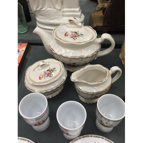 188 - A QUANTITY OF VINTAGE CERAMIC AND CHINA TO INCLUDE AYNSLEY PLATES, WEDGWOOD 'FLYING CLOUD' GOBLETS, ... 