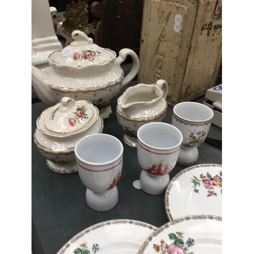 188 - A QUANTITY OF VINTAGE CERAMIC AND CHINA TO INCLUDE AYNSLEY PLATES, WEDGWOOD 'FLYING CLOUD' GOBLETS, ... 