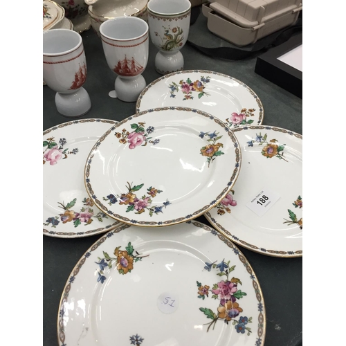 188 - A QUANTITY OF VINTAGE CERAMIC AND CHINA TO INCLUDE AYNSLEY PLATES, WEDGWOOD 'FLYING CLOUD' GOBLETS, ... 