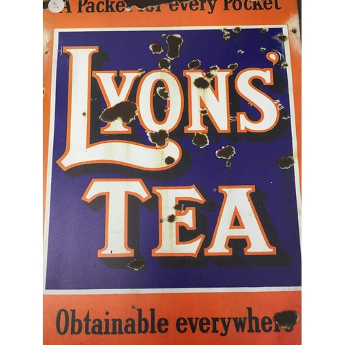 190 - A 'LYONS' TEA' METAL SIGN 30CM X 40CM