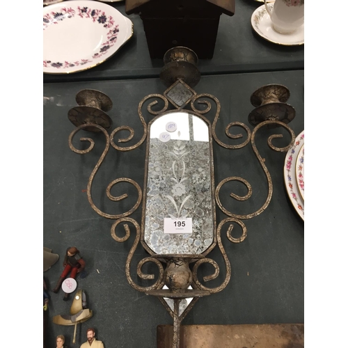 195 - A VINTAGE STYLE CANDLE SCONCE WITH MIRROR