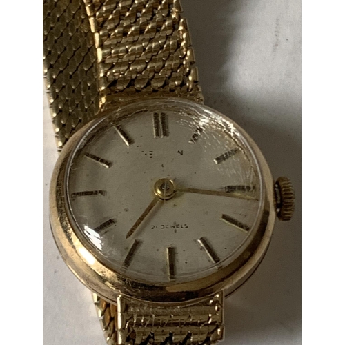 510 - A LADIES VINTAGE 9 CARAT GOLD WRIST WATCH WITH 9 CARAT GOLD STRAP GROSS WEIGHT 16.86 GRAMS