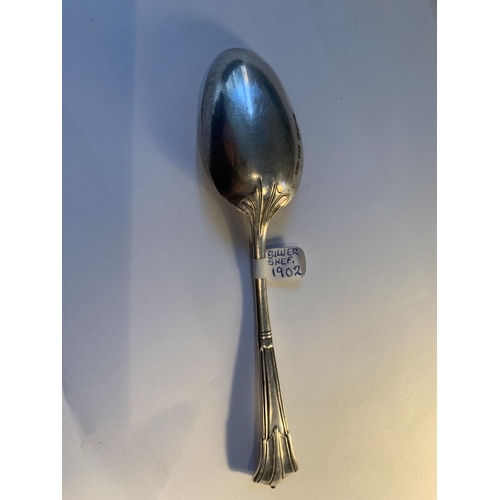 519 - A HALLMARKED SHEFFIELD 1902 SILVR SPOON ENGRAVED GROSS WEIGHT 29.6 GRAMS