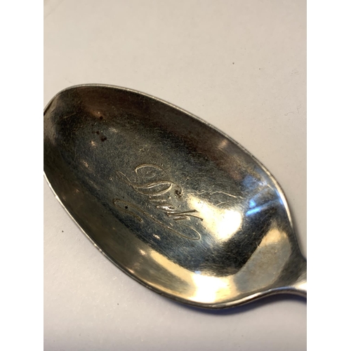 519 - A HALLMARKED SHEFFIELD 1902 SILVR SPOON ENGRAVED GROSS WEIGHT 29.6 GRAMS