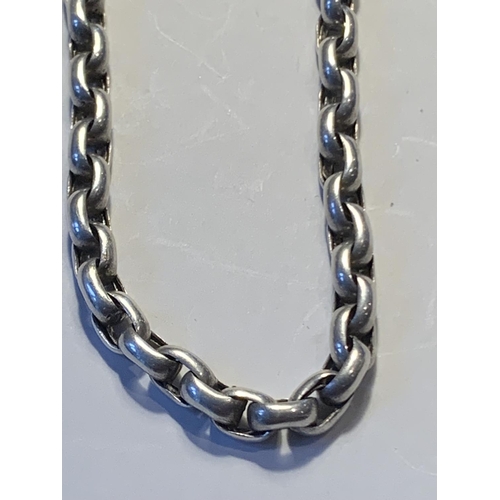 628 - A HEAVY SILVER BELCHER CHAIN NECKLACE LENGTH 20 INCHES