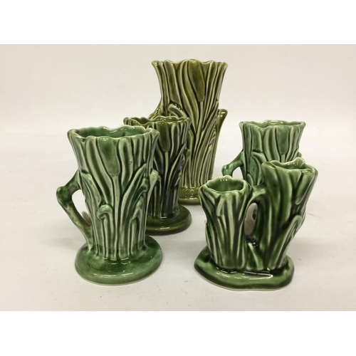 713 - FOUR SYLVAC POTTERY SWAN SPILL VASES