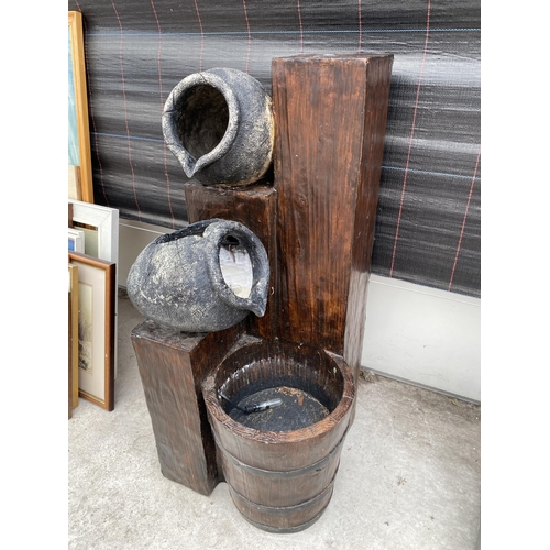 2061 - A BARREL AND URN STYLE WATER FEATURE