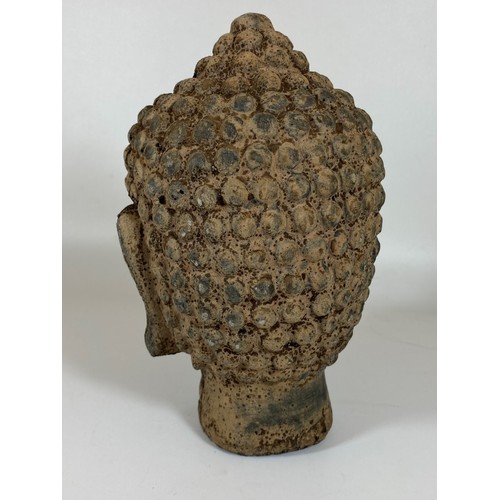 185 - A STONEWARE HEAD OF A BUDDAH HEIGHT 20CM