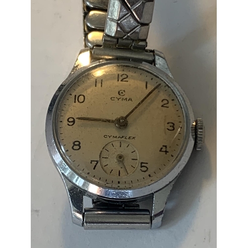 678 - A LADIES VINTAGE CYMA CYMAFLEX WRISTWATCH WITH SUB DIAL