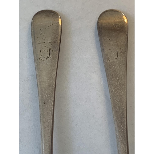 694 - FOUR SILVER SPOONS TWO GEORGIAN GROSS WEIGHT 56.51 GRAMS