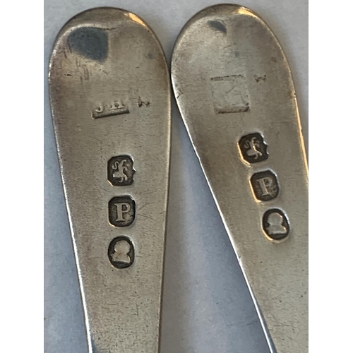 694 - FOUR SILVER SPOONS TWO GEORGIAN GROSS WEIGHT 56.51 GRAMS