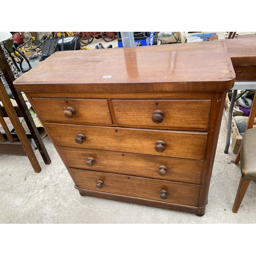 2892 - A VICTORIAN MAHOGANY CHEST OF TWO SHORT OVER THREE LONG DRAWERS