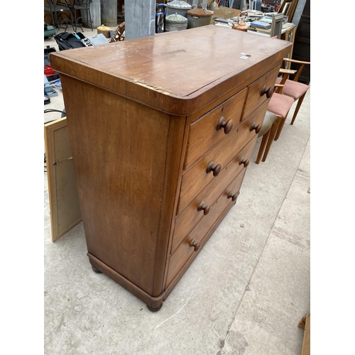 2892 - A VICTORIAN MAHOGANY CHEST OF TWO SHORT OVER THREE LONG DRAWERS