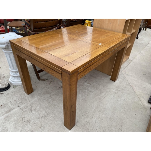 2897 - A MODERN OAK EXTENDING DINING TABLE, 48X35.5