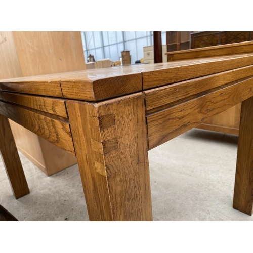 2897 - A MODERN OAK EXTENDING DINING TABLE, 48X35.5