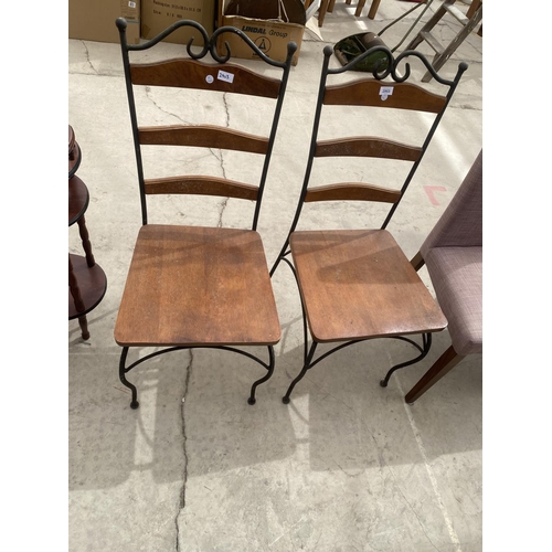 2903 - A PAIR OF MODERN METALWARE FRAMED DINING CHAIRS, TELEPHONE TABLE, BAMBOO ARMCHAIR AND MAHOGANY CORNE... 